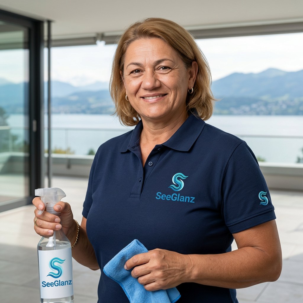 SeeGlanz Mitarbeiterin bei der Arbeit am Zürichsee