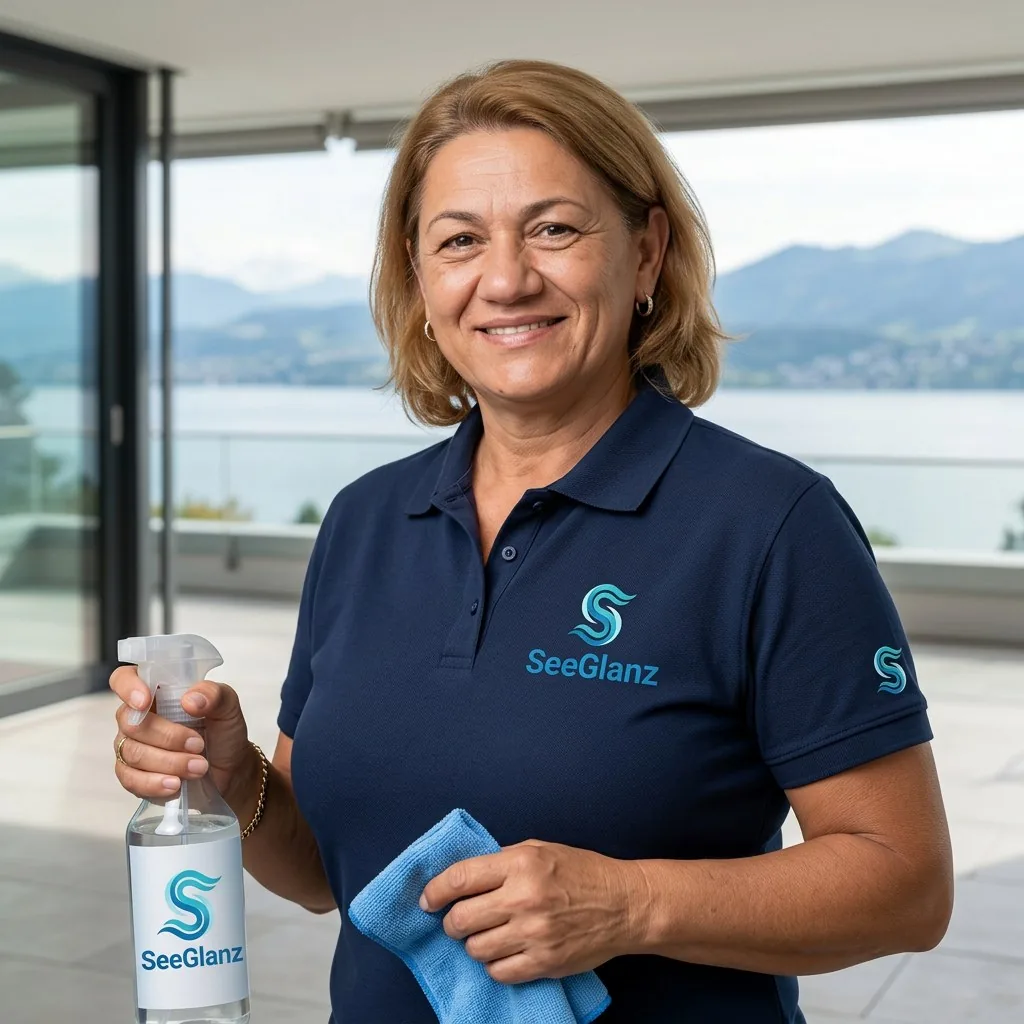 SeeGlanz Mitarbeiterin bei der Arbeit am Zürichsee